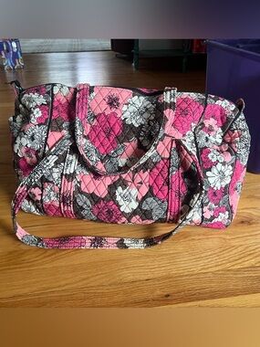 Quilted Pink Floral Vera Bradley Travel Duffel Bag